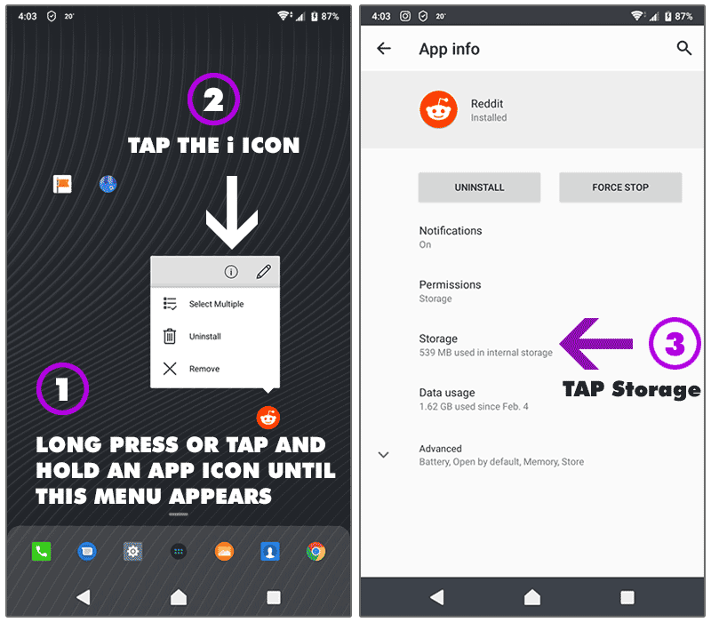 how to free up android space on phone app