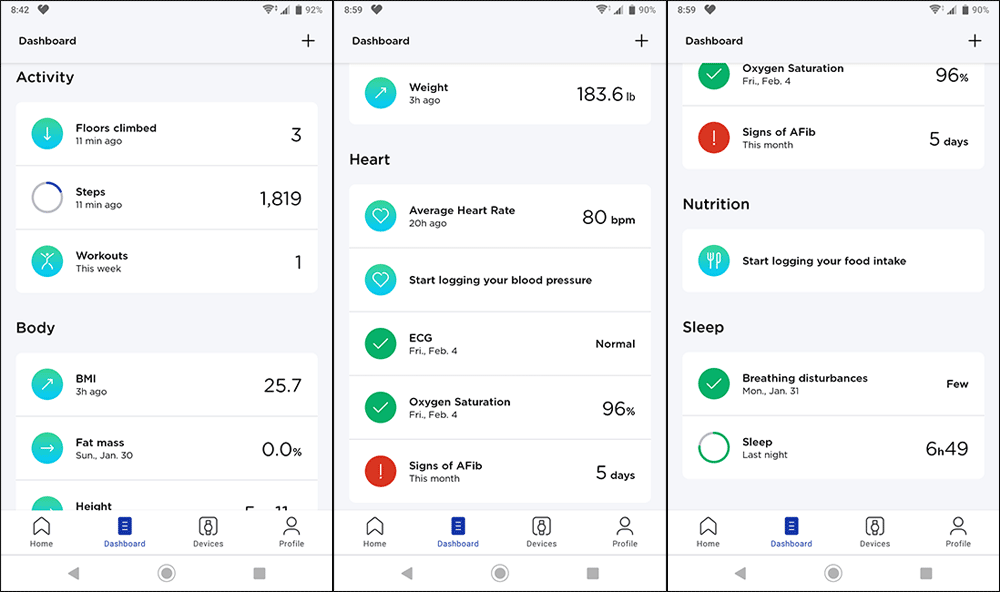 Healthmate App - Dashboard Data
