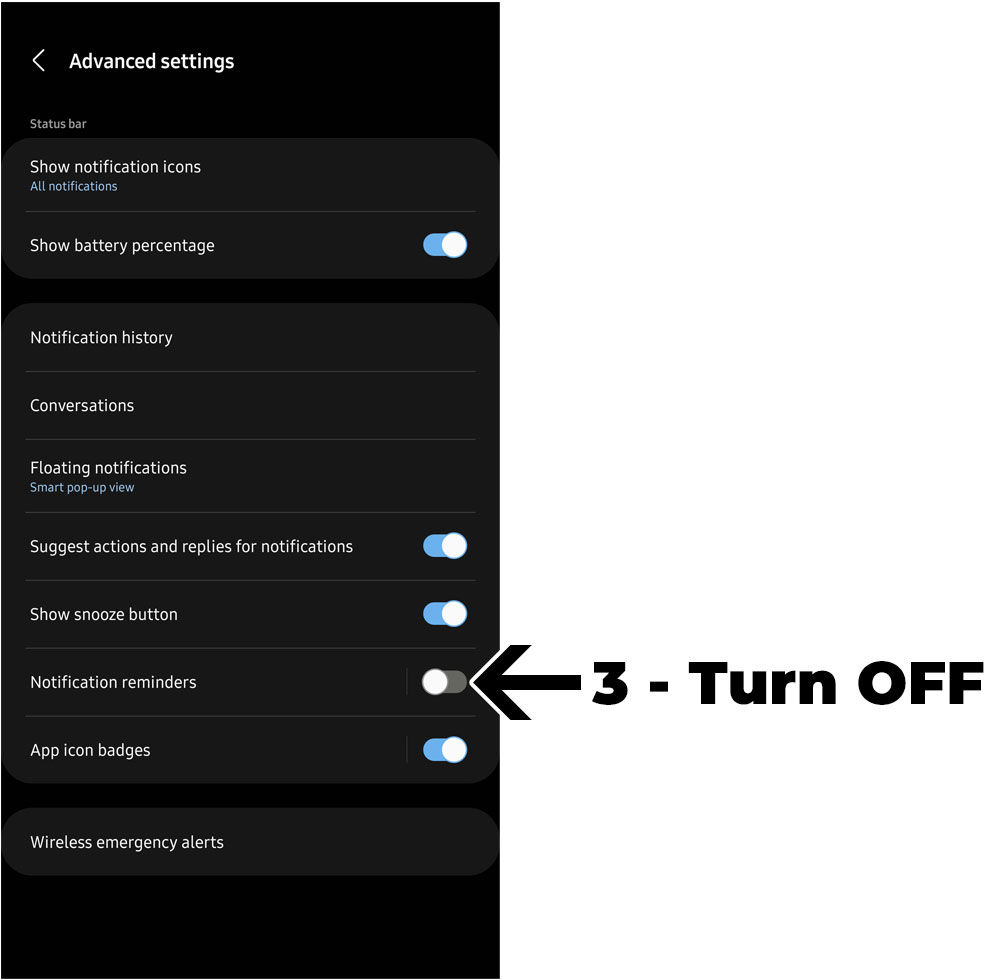 Turn Off Notification Reminders on Samsung S22 Ultra
