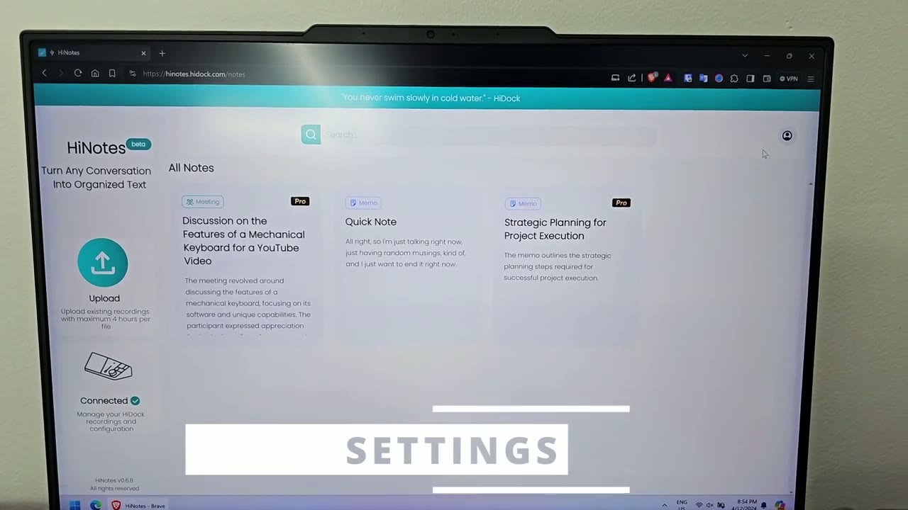Screenshot — Settings