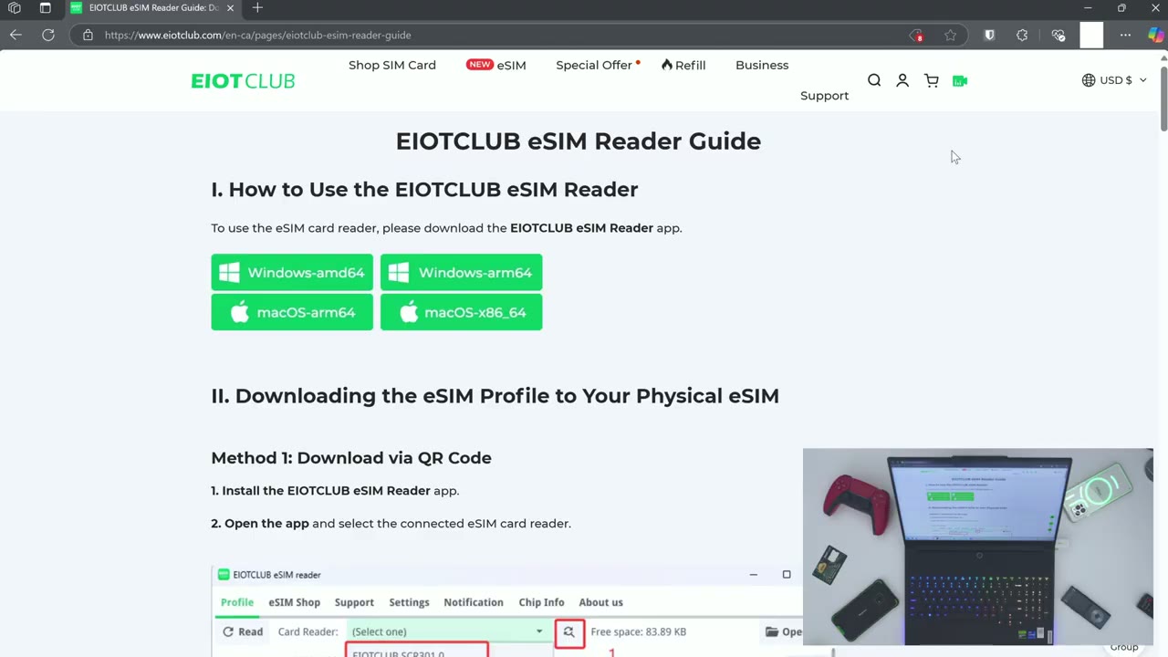 Screenshot — eSIM USB Reader